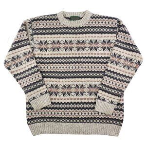 Fair Isle Sweater Vintage American Outpost Knit Snowflake Geometric Men's Medium